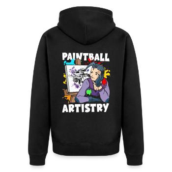 Paintball Artistik Malerei Dekoration Teamsport - Unisex Premium Bio Zip Hoodie - Schwarz - Hinten - Nico (187cm)