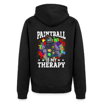 Paintball Ist Meine Therapie Farbe Sportspieler - Unisex Premium Bio Zip Hoodie - Schwarz - Hinten - Nico (187cm)