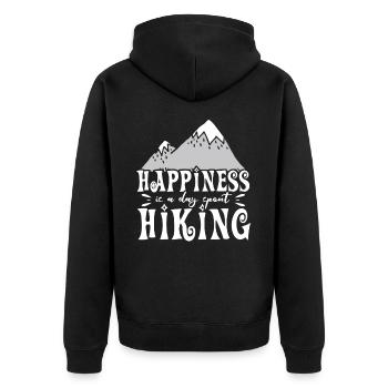 Happiness is a day spent hiking - Unisex Premium Organic Zip Hoodie - black - Back - Nico (187cm)
