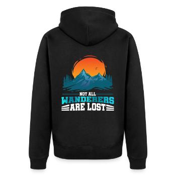 Not all hikers are lost Mountaineering - Unisex Premium Organic Zip Hoodie - black - Back - Nico (187cm)
