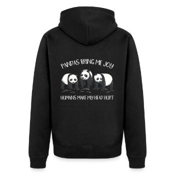 Les pandas me rendent heureux - Veste à capuche bio Premium Unisexe - noir - Dos - Nico (187cm)