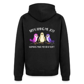 Vogelliebhaber Ornithologie - Unisex Premium Bio Zip Hoodie - Schwarz - Hinten - Nico (187cm)