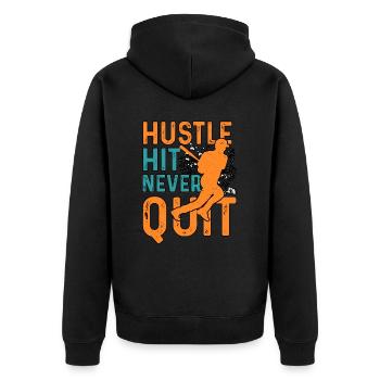 Hustle Hit Never Stop Baseball - Unisex Premium Bio Zip Hoodie - Schwarz - Hinten - Nico (187cm)