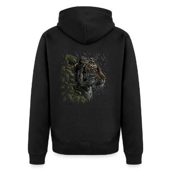 Tiger Geschenk Zoo Tier Tierliebhaber Motiv Kopf - Unisex Premium Bio Zip Hoodie - Schwarz - Hinten - Nico (187cm)