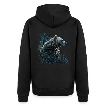 Bär Geschenk Tiere Braunbär Wald Wildtiere - Unisex Premium Bio Zip Hoodie - Schwarz - Hinten - Nico (187cm)