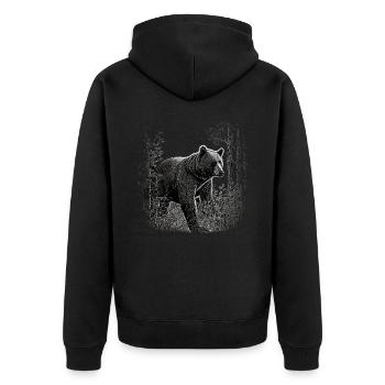 Bär Geschenk Tiere Braunbär Wald Wildtiere - Unisex Premium Bio Zip Hoodie - Schwarz - Hinten - Nico (187cm)