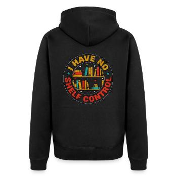 Ich habe kein Regalkontrollbuch - Unisex Premium Bio Zip Hoodie - Schwarz - Hinten - Nico (187cm)