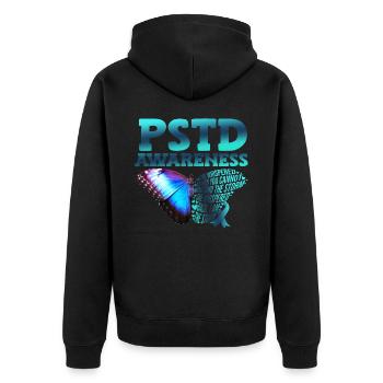 Pstd awareness Post-traumatic - Unisex Premium Organic Zip Hoodie - black - Back - Nico (187cm)