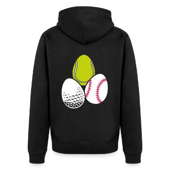 Sport Osterei Tennis Sportlich Baseball Spiel - Unisex Premium Bio Zip Hoodie - Schwarz - Hinten - Nico (187cm)