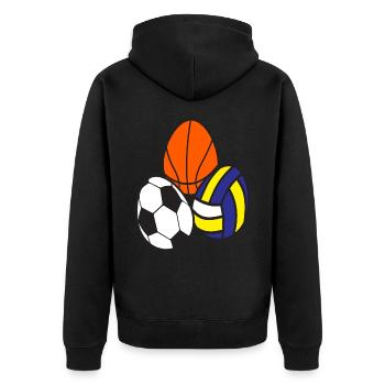 Sport Fußball Leichtathletik Basketball - Unisex Premium Bio Zip Hoodie - Schwarz - Hinten - Nico (187cm)