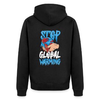 Stop au réchauffement climatique - Dame Nature - Journée - Veste à capuche bio Premium Unisexe - noir - Dos - Nico (187cm)