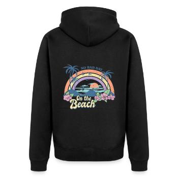 Kein schlechter Tag am Strand Sommer - Unisex Premium Bio Zip Hoodie - Schwarz - Hinten - Nico (187cm)