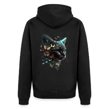 Cat Motif Gift Idea Cat Fun Art Animal - Unisex Premium Organic Zip Hoodie - black - Back - Nico (187cm)