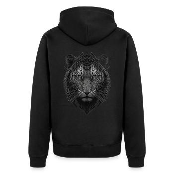 Tiger Kunst Geschenk Geburtstagsgeschenk Tiere - Unisex Premium Bio Zip Hoodie - Schwarz - Hinten - Nico (187cm)