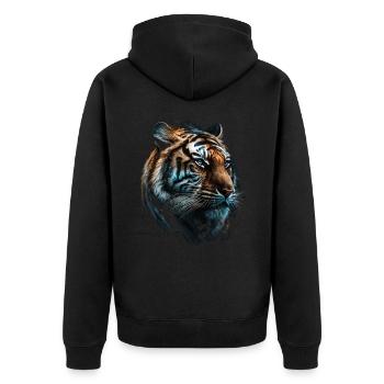 Tiger Kunst Geschenk Geburtstagsgeschenk Tiere - Unisex Premium Bio Zip Hoodie - Schwarz - Hinten - Nico (187cm)