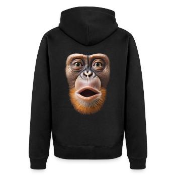 Funny Monkey T-Shirt - Unisex Premium Organic Zip Hoodie - black - Back - Nico (187cm)