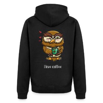 Animal Wildlife Caffeine Drinker Owl - Unisex Premium Organic Zip Hoodie - black - Back - Nico (187cm)