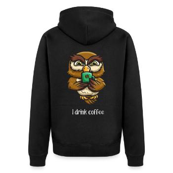 coffee brewed nocturnal bird - Unisex Premium Organic Zip Hoodie - black - Back - Nico (187cm)