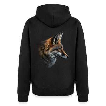 Fuchs Geschenk Sohn Tier Wildtier Tiermotiv Motiv - Unisex Premium Bio Zip Hoodie - Schwarz - Hinten - Nico (187cm)