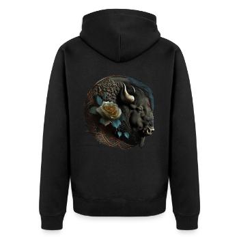 Bison - Unisex Premium Organic Zip Hoodie - black - Back - Nico (187cm)