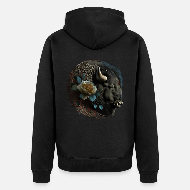 Bison - Unisex Premium Bio Zip Hoodie - Schwarz