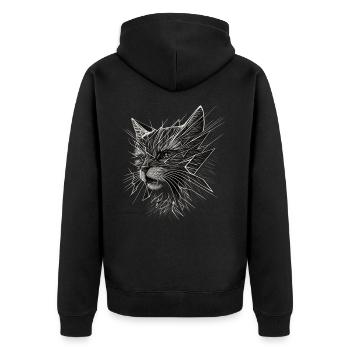 Katze Geschenkidee Katzen Motiv Katzenhalter - Unisex Premium Bio Zip Hoodie - Schwarz - Hinten - Nico (187cm)