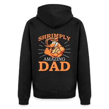 Shrimply Amazing Dad Bodybuilder Shrimp Vatertag - Unisex Premium Bio Zip Hoodie - Schwarz - Hinten - Nico (187cm)