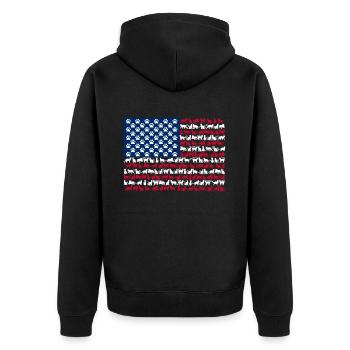 Drapeau américain Pattes de chat animal mignon - Veste à capuche bio Premium Unisexe - noir - Dos - Nico (187cm)