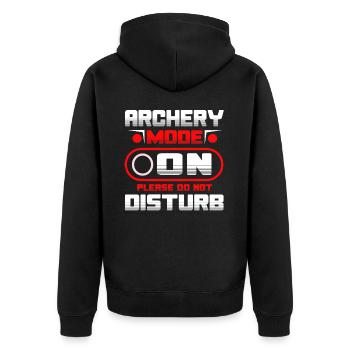 Archery Mode On Please Do Not Disturb - Unisex Premium Bio Zip Hoodie - Schwarz - Hinten - Nico (187cm)