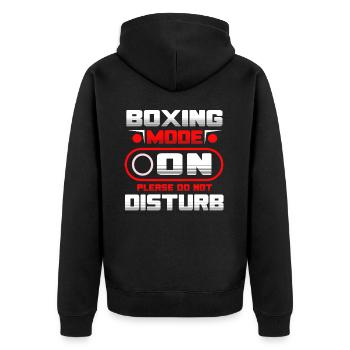 Boxing Mode On Please Do Not Disturb - Unisex Premium Bio Zip Hoodie - Schwarz - Hinten - Nico (187cm)