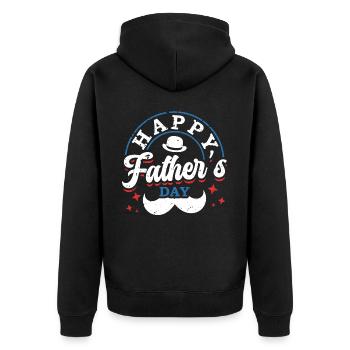 Alles Gute Zum Vatertag Schnurrbart-dekor Stolzer - Unisex Premium Bio Zip Hoodie - Schwarz - Hinten - Nico (187cm)