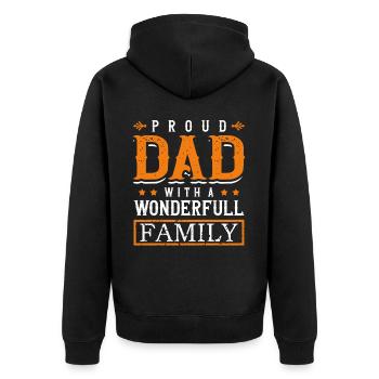 Stolzer Vater Mit Einer Wunderbaren Familie Stolz - Unisex Premium Bio Zip Hoodie - Schwarz - Hinten - Nico (187cm)
