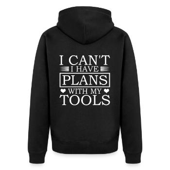 Ich Kann Nicht Ich Habe Pläne Mit Meinen - Unisex Premium Bio Zip Hoodie - Schwarz - Hinten - Nico (187cm)