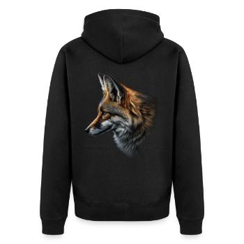 Fuchs Tierliebhaber Tierisch Tier Geschenkidee - Unisex Premium Bio Zip Hoodie - Schwarz - Hinten - Nico (187cm)