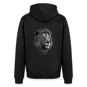 Löwe Geschenk Tiere Tiermotiv Zoo - Unisex Premium Bio Zip Hoodie - Schwarz - Hinten - Nico (187cm)