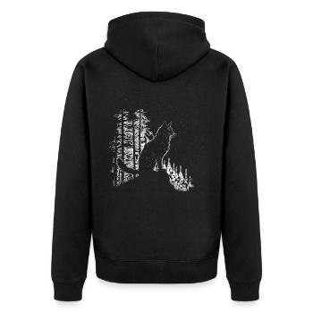 Katzen Tier Tierliebhaber Kunst Katze - Unisex Premium Bio Zip Hoodie - Schwarz - Hinten - Nico (187cm)