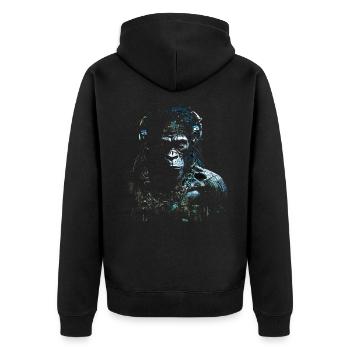 Monkey Music Gift Woman Art Animals Monkey Motif - Unisex Premium Organic Zip Hoodie - black - Back - Nico (187cm)