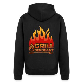 Grill Sergeant Flame Decor Proud Dad Griller - Unisex Premium Organic Zip Hoodie - black - Back - Nico (187cm)