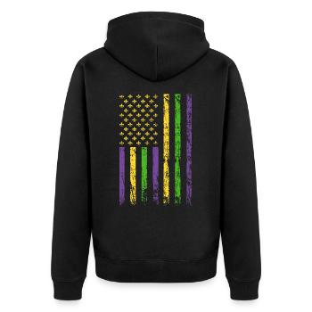 Masque de fou de vacances drapeau américain - Veste à capuche bio Premium Unisexe - noir - Dos - Nico (187cm)