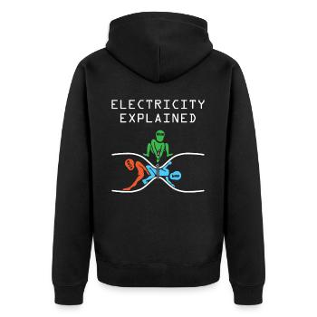 Elektronenphysik - Unisex Premium Bio Zip Hoodie - Schwarz - Hinten - Nico (187cm)
