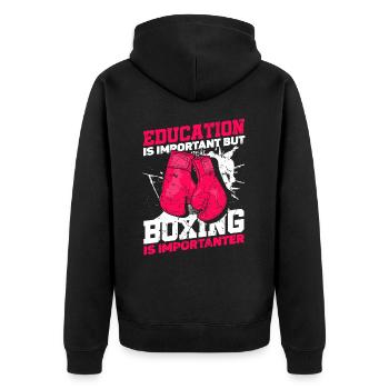 Bildung Ist Wichtig, Aber Boxen Sport Boxer Boxen - Unisex Premium Bio Zip Hoodie - Schwarz - Hinten - Nico (187cm)