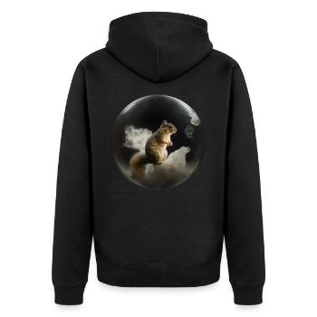 Eichhörnchen Kugel Kunst Kunstwerk Geschenk Tier - Unisex Premium Bio Zip Hoodie - Schwarz - Hinten - Nico (187cm)