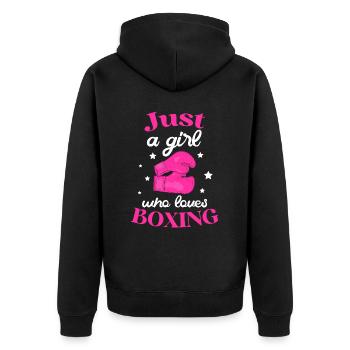 Juste une fille qui aime la boxe Sports féministes - Veste à capuche bio Premium Unisexe - noir - Dos - Nico (187cm)