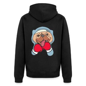 Hundeboxer Kampfsportler Sparring Combat Sports - Unisex Premium Bio Zip Hoodie - Schwarz - Hinten - Nico (187cm)