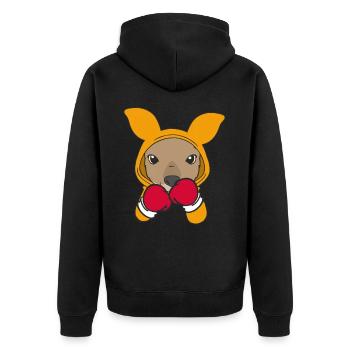 Känguru Boxer Kampfsportler Sparring Sport Boxen - Unisex Premium Bio Zip Hoodie - Schwarz - Hinten - Nico (187cm)