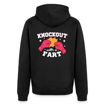 Knockout Mit Einem Furz Combat Sports Boxer - Unisex Premium Bio Zip Hoodie - Schwarz - Hinten - Nico (187cm)