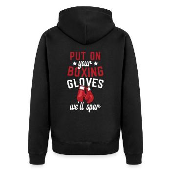 Put on your boxing gloves Spar Sports - Unisex Premium Organic Zip Hoodie - black - Back - Nico (187cm)