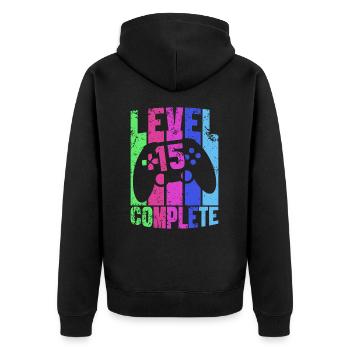 15th Birthday Cadeau Gamer Gaming Gamer Game - Veste à capuche bio Premium Unisexe - noir - Dos - Nico (187cm)