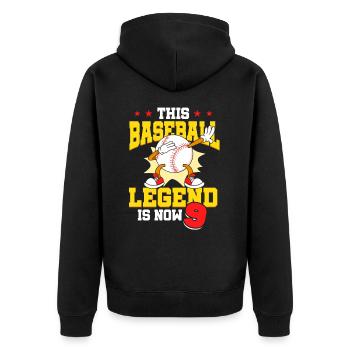 Diese Baseball-legende Ist Jetzt 9 Sports Kid 9. - Unisex Premium Bio Zip Hoodie - Schwarz - Hinten - Nico (187cm)