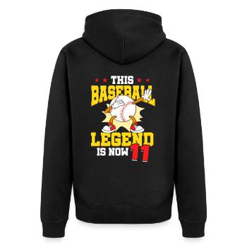 Diese Baseball-legende Ist Jetzt 11 Sports Kid - Unisex Premium Bio Zip Hoodie - Schwarz - Hinten - Nico (187cm)